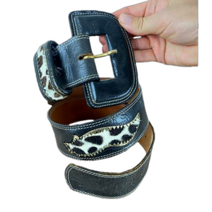 CARLOS FALCHI Leather Embossed Statement Belt